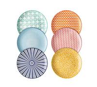 Selamica 8 inch Porcelain Dinner Plates, Large Size Serving Plate for Salad, Pancakes, Steak, Set of 6, Assorted Colors