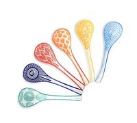 Selamica Asian Ceramic Soup Spoon Set of 6, 6.3 Inch Ramen Spoons, Japanese and Chinese Styles, Assorted Colors