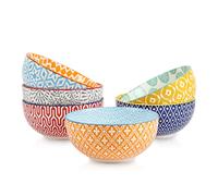 Selamica Ceramic Cereal Bowls Set of 6, 24 Oz Deep Soup Bowls for Kitchen, 5.9 Inch Dessert Bowls for Salad, Pasta, Oatmeal, Ramen, Microwave Dishwasher Safe, Set of 6, Assorted Colors