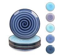Selamica Ceramic Dessert Plates Set of 6, 6 Inch Appetizer Plates for Kitchen, Microwave & Dishwasher Safe, Gradient Blue