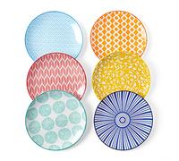 Selamica Ceramic Dessert Plates Set of 6, 6 Inch Mini Dinner Plates for Cake Snacks Side Dish, Microwave & Dishwasher Safe