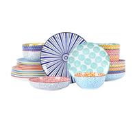 Selamica Ceramic Dinnerware Sets for 6, 24 Piece Plates and Bowls Sets, Highly Chip and Crack Resistant Dishes Set-Dishwasher & Microwave & Oven Safe, Assorted Colors