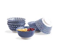 Selamica Cereal Bowls, 8oz Dessert Bowls Set of 6, Small Bowls Set, Porcelain Soup Bowls for Dessert, Ice Cream, Vintage Blue