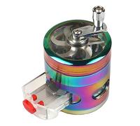 selanedino Hand Crank Grinder, Waterproof Rustproof Transparent Smoke Grinder with Drawer, Fashionable Handmade Winding Handle Grinder for Cigarettes, Herbs, Spices, Tea, Coffee