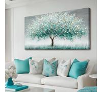 selatala Tree of Life Large Wall Art 20"X40", Green Nature Tree Textured Canvas Prints Paintings, Modern Large Teal Tree Landscape Wall Decor Artwork Living Room Bedroom Bathroom Office Home Decor