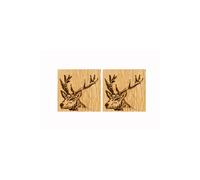 Selbrae House 2 Oak Coasters - Stag in Natural Selbrae House Natural