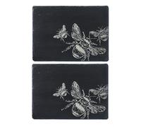 Selbrae House 2 Slate Place Mats - Bee in Dark Grey | Size: 2 Pack Selbrae House Dark Grey 2 Pack