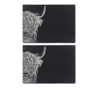 Selbrae House 2 Slate Place Mats - Highland Cow in Dark Grey | Size: 2 Pack Selbrae House Dark Grey 2 Pack