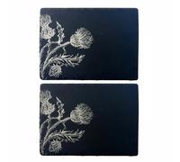 Selbrae House 2 Slate Place Mats - Thistle Trio in Dark Grey | Size: 2 Pack Selbrae House Dark Grey 2 Pack