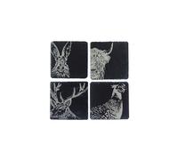 Selbrae House 4 Slate Coasters - Country Animals in Dark Grey Selbrae House Dark Grey