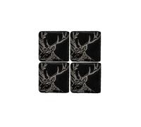 Selbrae House Set Of 4 Slate Stag Coasters - Black