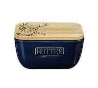 The Just Slate Company Stag Oak & Ceramic Butter Dish Blue JS/SO/BD/B/SM