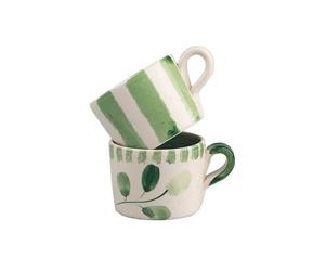 Selbrae House Flora Stripe Set of 2 Ceramic Espresso Cups