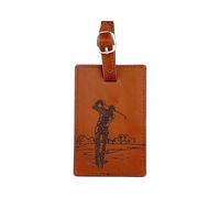 Selbrae House Golf Leather Luggage Tag in Tan Selbrae House Tan