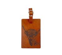 Selbrae House Highland Cow Leather Luggage Tag in Tan Selbrae House Tan