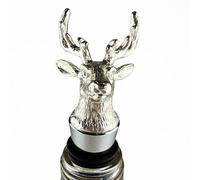 Selbrae House Irish Glass Stag Wine Bottle Stopper Stainless Steel Base, 1.2 x 4.1, Silver