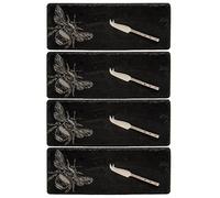 Selbrae House Just Slate Company Set of 4 Bee Mini Cheese Board & Knife Sets