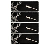 Selbrae House Just Slate Company Set of 4 Stag Mini Slate Cheese Board & Knife Sets
