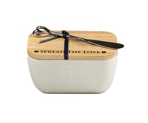 Selbrae House Just Slate Company Spread Selbrae House Love White Butter Dish & Knife Set