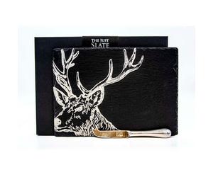 Selbrae House Just Slate Company Stag Slate Cheese Board & Knife Gift Set
