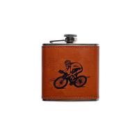 Selbrae House Leather Hip Flask - Cycling in Brown Selbrae House Brown
