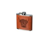 Selbrae House Leather Hip Flask - Highland Cow in Brown Selbrae House Brown