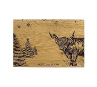 Selbrae House Oak Serving Board - Christmas Highland Cow