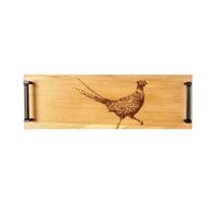 Selbrae House Oak Tray - Black Steel Handles - Pheasant in Light Brown | Size: 1 Pack Selbrae House Light Brown 1 Pack