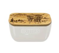 Selbrae House Scenic Highland Cow White Butter Dish Selbrae House White