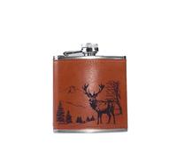 Selbrae House Scenic Stag Leather Hip Flask in Brown Selbrae House Brown