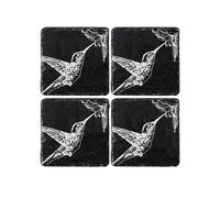 Selbrae House Set Of 4 Slate Coasters With Hummingbird Design. 11Cm X 11Cm Square Coasters. Full Foam Backing in Dark Grey | Size: 4 Pack Selbrae House Dark Grey 4 Pack