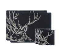 Selbrae House Stag Slate Coaster & Place Mat Set in Black Selbrae House Black
