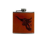 Selbrae House Texas Longhorn Leather Hip Flask in Brown Selbrae House Brown