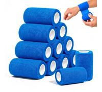 Selbstklebender Verband 12 Rollen, 10 cm x 4,5 m Selbsthaftende Bandage | Elastische Fixierbinde Selbsthaftend, Haftbandage für Hund, Katze, Pferd, Sport, Erste Hilfe und Wundauflage