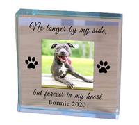 Select Direct Personalised Glass Photo Block Tabletop Ornament Dog Cat Pet Memorial Frame Forever in my heart Paperweight