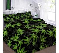 Select-ED® Luxuries Cannabis Weed Leaf Design Duvet Cover Sets with Pillows Case Bedding Sets Or Matching Curtains (Black, Single)