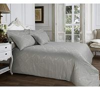 SELECT-ED® Luxuries New Jacquard Damask Design Printed Duvet Cover+Pillow Case Bed Set Gc (Silver/Grey, King)