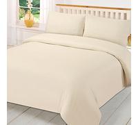 SELECT-ED® Luxuries Plain Dyed Easy Care Poly Cotton Duvet Quilt Cover Set + Pillow Case Bedding Set (Double, Latte/Natural)