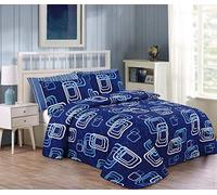 SELECT-ED® New Luxuries Designer Quilted Bedspread Designer Printed Comforter Throw +Pillow Case 240cm x 260cm (Blake - Blue)