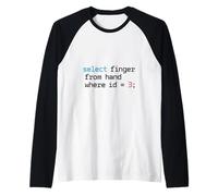 Select Finger from Hand Where id = 3, Funny Programmer SQL Raglan Baseball Tee