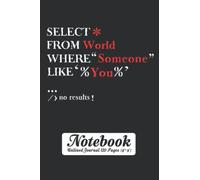 Select * From World Where Someone Like You. No Results! Notebook - Unlined Journal 120 Pages (6" x 9"): Unruled Blank Sheet Notepad for SQL Programmer