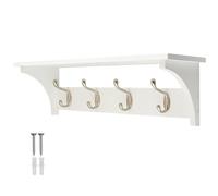 Select Hardware 4 Hook Wall Mounted Coat Satin Nickel Hooks On White Shelf Hallway Clothes Rack Coat Storage