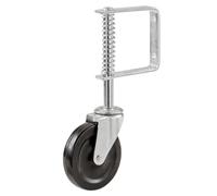 Select Hardware Spring Loaded Swivel Gate Castor, 4" Heavy Duty Garage Door Wheel, Black