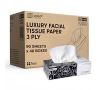 Select Luxury Ultra Soft Facial Tissues 48 Boxes - 3 Ply, 4,320 Sheets Soft White Tissue Paper - Versatile Tissue Boxes for Home, Office, Schools & Healthcare