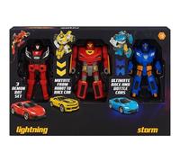 SELECT TRADER 3-in-1 Transforming Robot Car Toys Set - Lightning, Thunder & Storm Action Figures, Robots Convert to Race Cars for Kids, Ages 3+