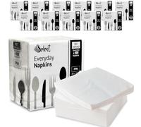 Select White Paper Napkins - 12 x 100 packs 2-Ply Disposable Table Napkins - Soft and Strong Paper Serviettes for all Occasions - Everyday Tissue for Cleaning Spills, Wiping Surfaces, Personal Hygiene