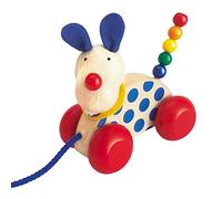 Selecta 62026 Nico Pull Along Dog Toy 1 Year to 3 Years Wooden 12 cm | Push and pull along toy