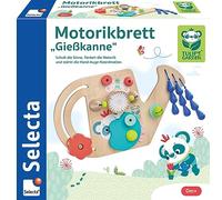 Selecta Tulips Garden 61075 Watering Can Motor Skills Board, 25 cm, Wooden Toy, Multi-Coloured
