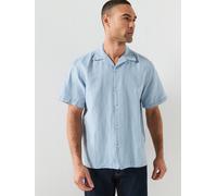 Selected Clay Short Sleeve Linen Blend Shirt, Dusty Blue, Size Xl, Men Dusty Blue