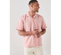 Selected Clay Short Sleeve Linen Blend Shirt, Rose Dawn, Size L, Men Rose Dawn